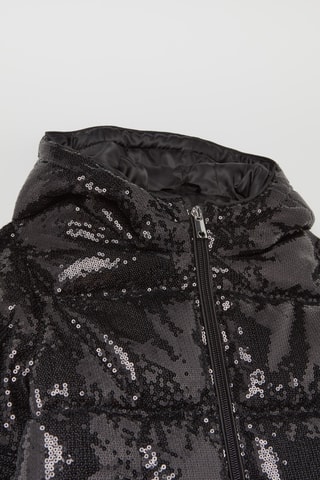 Gewatteerde jas met capuchon - Zwart