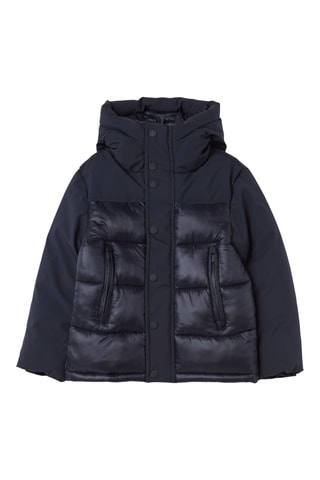 Gewatteerde jas met capuchon - Marineblauw