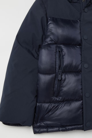 Gewatteerde jas met capuchon - Marineblauw