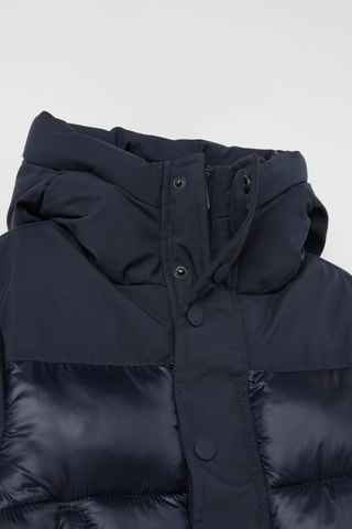 Gewatteerde jas met capuchon - Marineblauw