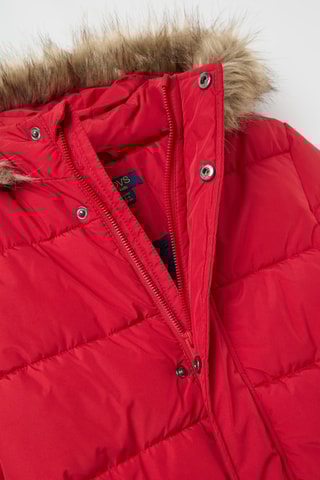 Gewatteerde jas met capuchon - Rood