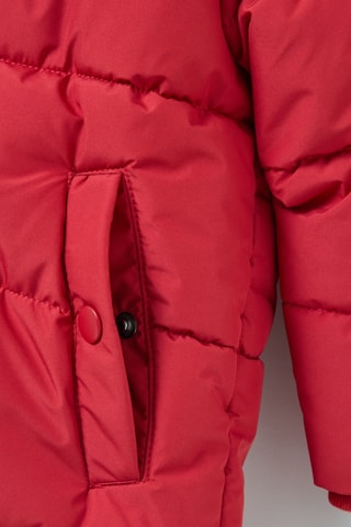 Gewatteerde jas met capuchon - Rood