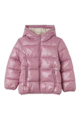 Gewatteerde jas met capuchon - Roze