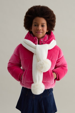 Gewatteerde jas met capuchon - Fuchsia