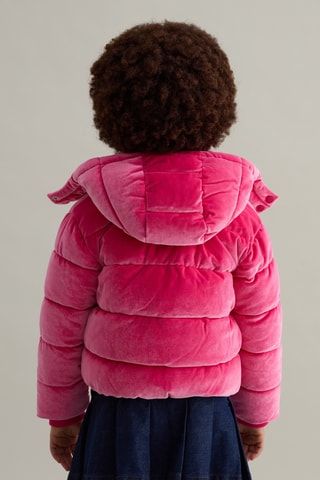 Gewatteerde jas met capuchon - Fuchsia