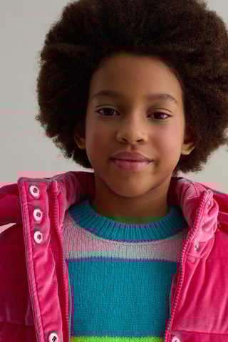 Gewatteerde jas met capuchon - Fuchsia