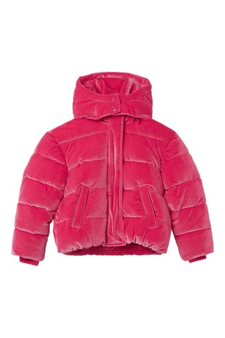 Gewatteerde jas met capuchon - Fuchsia