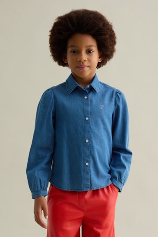 Spijkerblouse. Indigoblauw