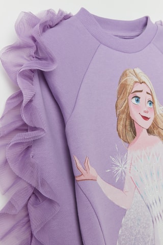 Katoenen Biologische Sweater en Broek Elsa Frozen Disney - Paars en Marineblauw
