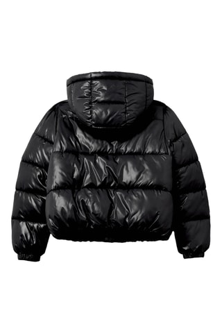 Gewatteerde jas met capuchon - Zwart