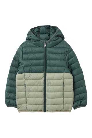 Gewatteerde jas met capuchon - Groen