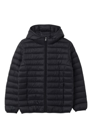 Gewatteerde jas met capuchon - Zwart