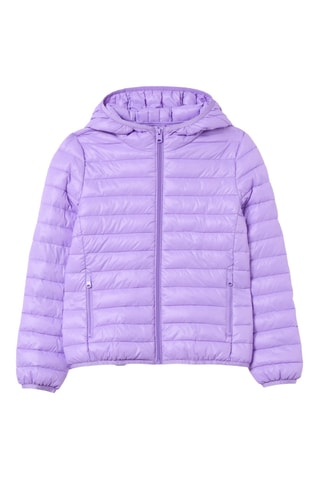 Gewatteerde jas met capuchon - Paars