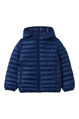 Gewatteerde jas met capuchon - Marineblauw