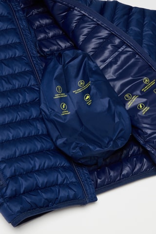 Gewatteerde jas met capuchon - Marineblauw