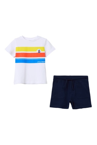 T-shirt en Short - Wit en Marineblauw