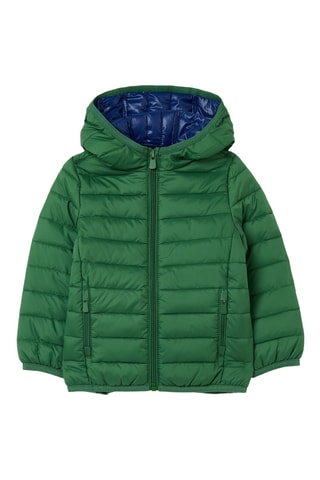 Gewatteerde jas met capuchon - Donkergroen