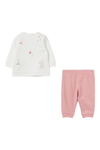 Biologisch Katoenen T-shirt en Broek - Roze en Wit