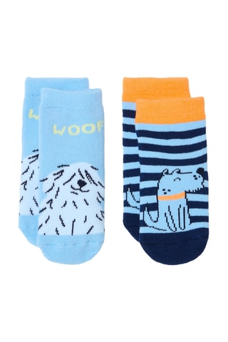 2 Paar Biologisch Katoenen Antislipsokken - Hemelsblauw en Marineblauw