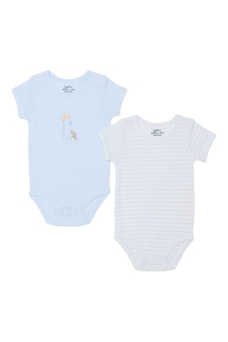 2 Biologische Katoenen Rompertjes - Wit en Hemelsblauw