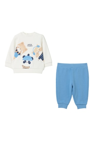 Biologisch Katoenen Sweater en Joggingbroek - Wit en Blauw