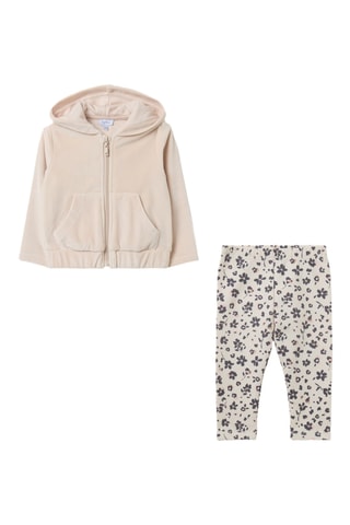 Ribfluwelen Sweater en Legging - Beige