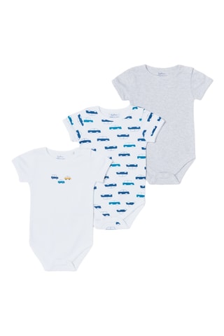 3 Rompertjes - Wit en Gemêleerd Lichtgrijs