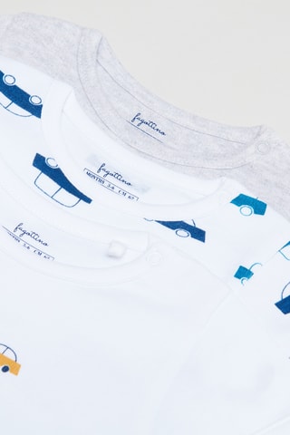 3 Rompertjes - Wit en Gemêleerd Lichtgrijs