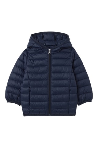 Gewatteerde jas met capuchon - Marineblauw