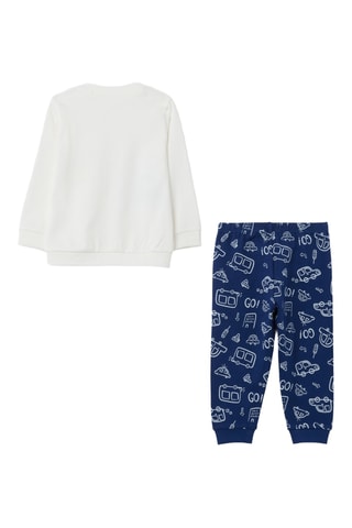 Biologisch Katoenen Pyjama - Wit en Marineblauw