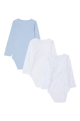 3 Biologische Katoenen Rompertjes - Hemelsblauw en Wit