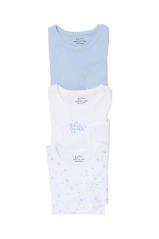 3 Biologische Katoenen Rompertjes - Hemelsblauw en Wit