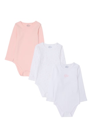 3 Biologische Katoenen Rompertjes - Wit en Roze