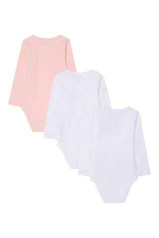 3 Biologische Katoenen Rompertjes - Wit en Roze