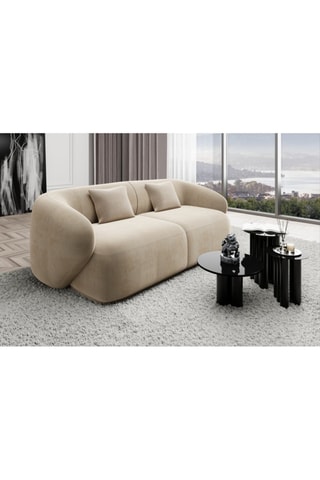 Canapé Maitano - Ecru - 2 places - En tissu velours