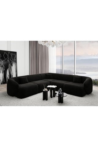 Canapé d’angle Maitano - Noir - 6 places - Tissu velours