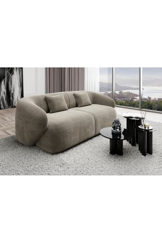 Canapé Maitano - Beige - 2 places - En tissu velours