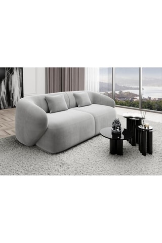 Canapé Maitano - Gris clair - 2 places - En tissu velours