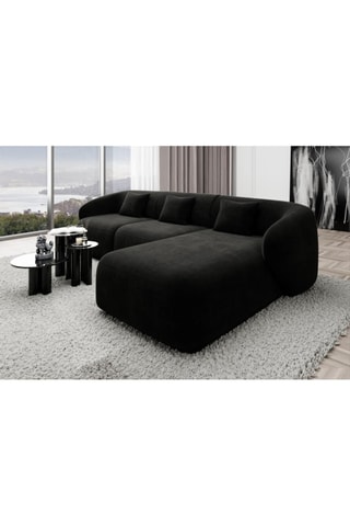 Canapé d’angle droite Maitano - Noir - 5 places - Tissu velours