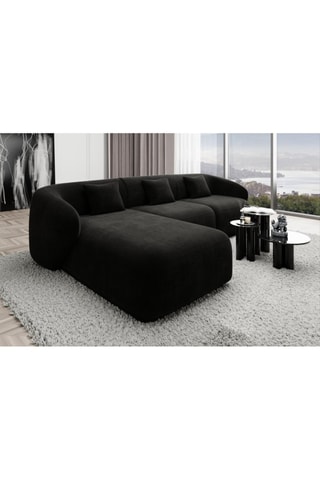 Canapé d’angle gauche Maitano - Noir - 5 places - Tissu velours