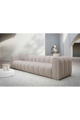Canapé droit Luma - Beige - 3 places - Tissu structuré