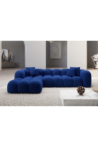 Canapé d'angle gauche Nuvola - Bleu foncé - 5 places - Tissu toucher velours