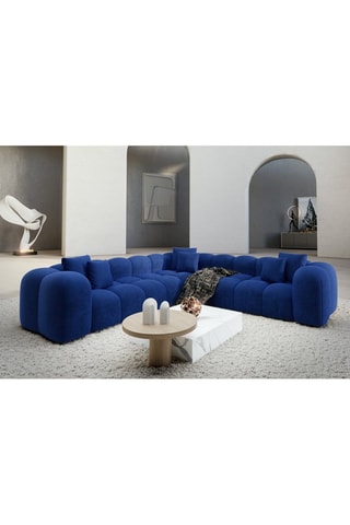 Canapé d'angle Nuvola - Bleu foncé - 6 places - Tissu toucher velours