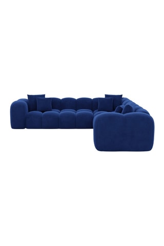 Canapé d'angle Nuvola - Bleu foncé - 6 places - Tissu toucher velours
