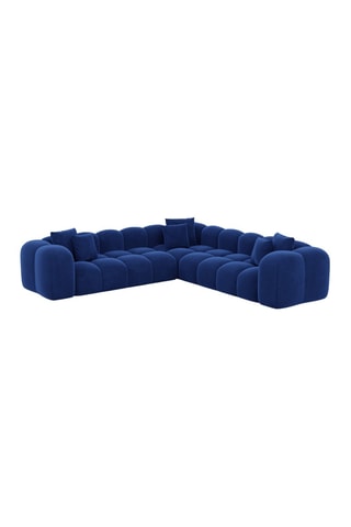 Canapé d'angle Nuvola - Bleu foncé - 6 places - Tissu toucher velours