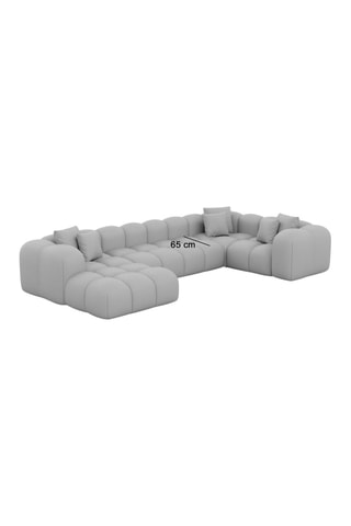 Canapé d'angle gauche panoramique Nuvola - Bleu foncé - 7 places - Tissu toucher velours