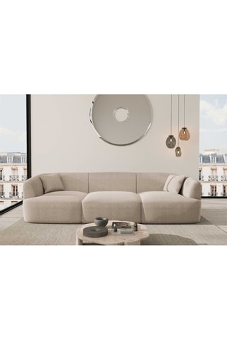 Canapé droit Ozura - Beige - 3 places - Tissu structuré