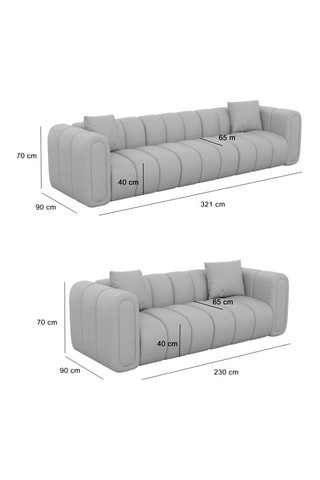 Canapé droit Luma - Beige foncé - 3 places - Tissu velours