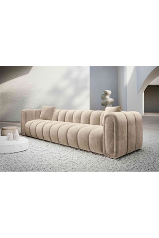 Canapé droit Luma - Crème - 3 places - Tissu velours