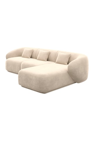 Canapé d'angle droit Maitano - Crème - 5 places - Tissu toucher velours